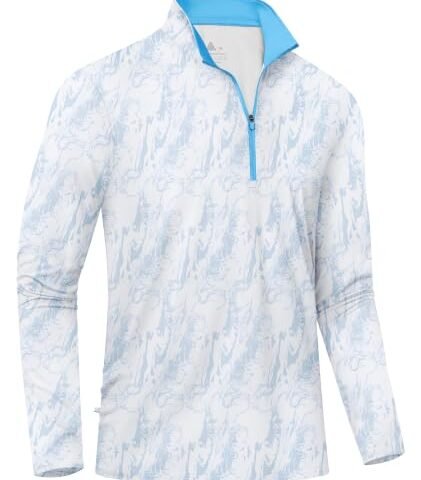 ZITY Men’s Printed Quarter Zip Pullover UPF 50+ Long Sleeve Golf Shirt XL